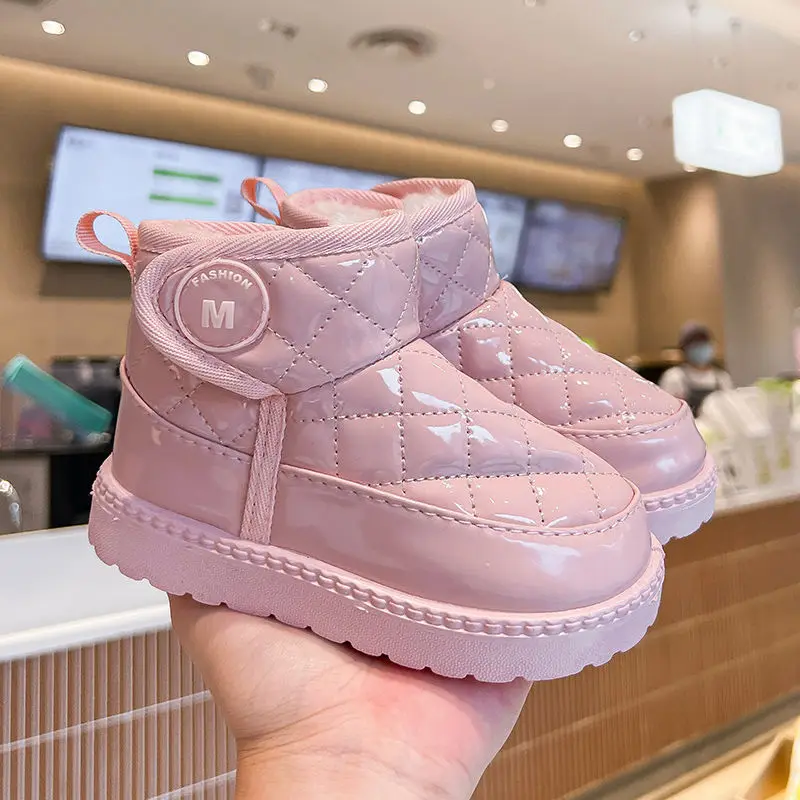 

Водонепроницаемые зимние ботинки на флисовой подкладке для девочек, 2026, теплые утепленные короткие зимние ботинки, детские хлопковые детские ботинки нового дизайна