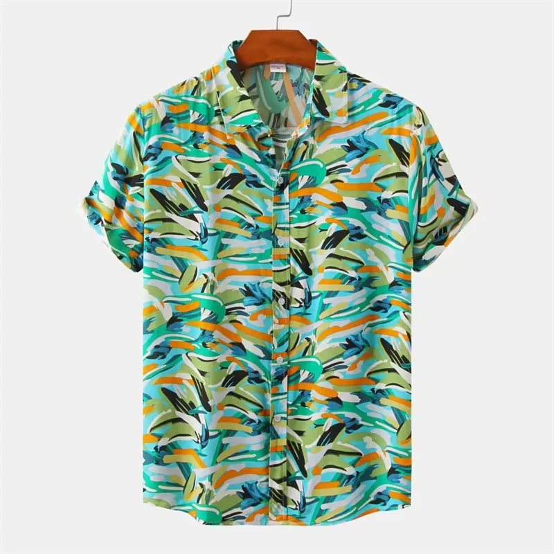 Men's 2025 Hawaiian Casual Fashion Social Beach Style Short Sleeve Oversized Flower Print Loose Vintage Patry Shirt Blouse Tops