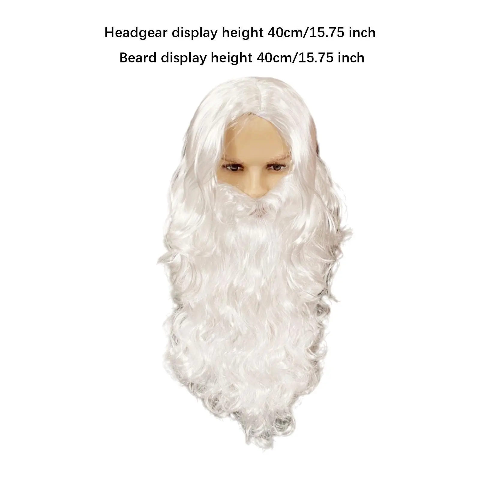 Wig Santa dan jenggot kostum Cosplay Natal aksesori kostum Santa Claus, Wig rambut keriting Wig kostum Natal untuk kinerja