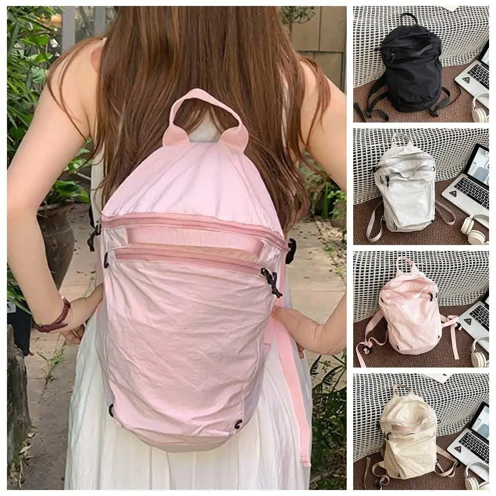 

Cute Korean Style Solid Color Backpacks Large Capacity Niche Design Light Soft Nylon Bag Tote Bag Sport Shoulder Bag Girls