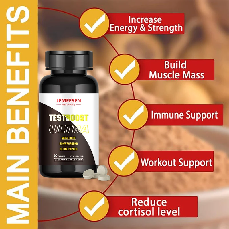 Organic Testboost ULTRA Maca Ashwagandha Pills Supports Reproductive Health Natural Energizer