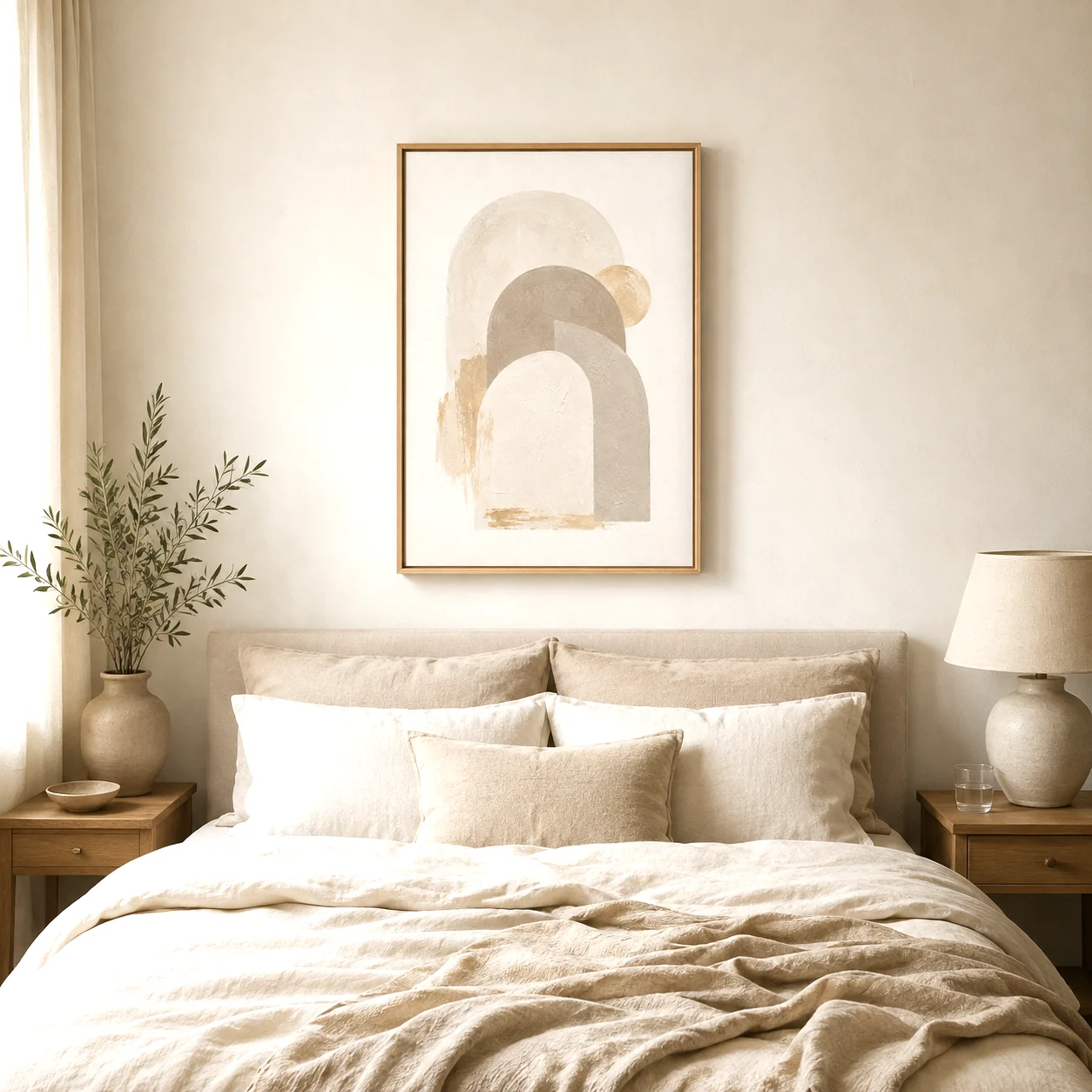 Original Mediterranean Olive Branch Abstract Canvas Wall Art Beige Terracotta Boho Botanical Prints Nordic Home Bedroom Decor