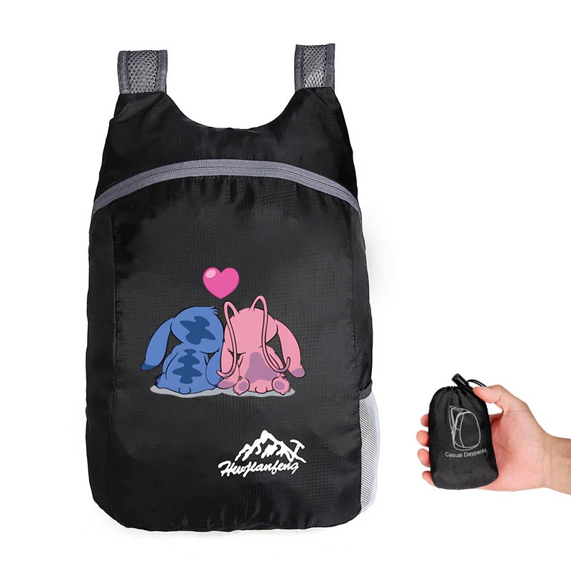 Disney lilo & stitch esporte ao ar livre viagem portátil dobrável mochila saco de armazenamento casual escalada sacos traseiros para homens mulheres softpack