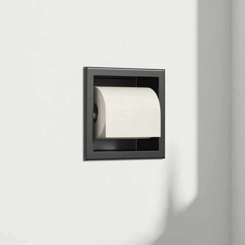 

Recessed Toilet Paper Holder, 304 Stainless Steel Wall-Mounted Bathroom Tissue Roll Dispenser for Modern Home Renovation