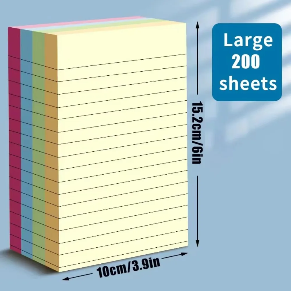 

200 Sheets Self-adhesive Line Sticky Notes N Times Diary Memo Pad Paper To Do List Schedule Student Writing Marker Notepad