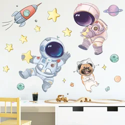 Lovely Starry Sky Astronaut Wall Sticker For Kids Bedroom Background Decoration Mural Room Decor Nursery Self-adhesive Wallpaper