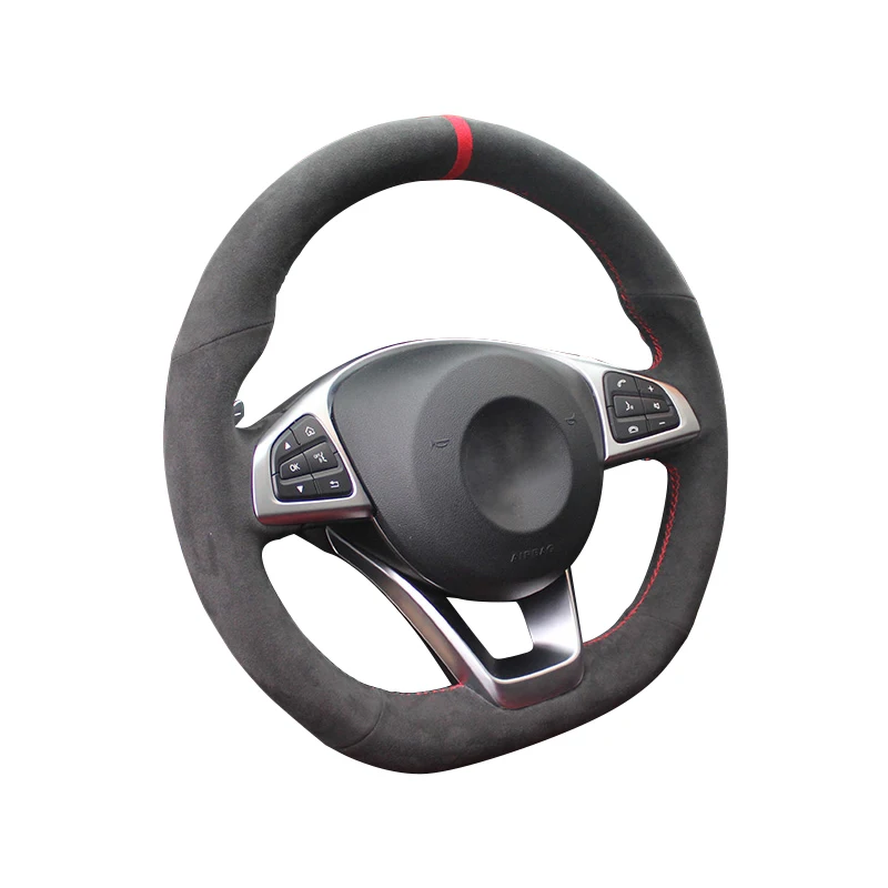 Alcantara Hand Stitched Steering Wheel Cover For Mercedes-Benz A45 AMG W205 C43 C63S CLA45 CLS63 GLC43 63