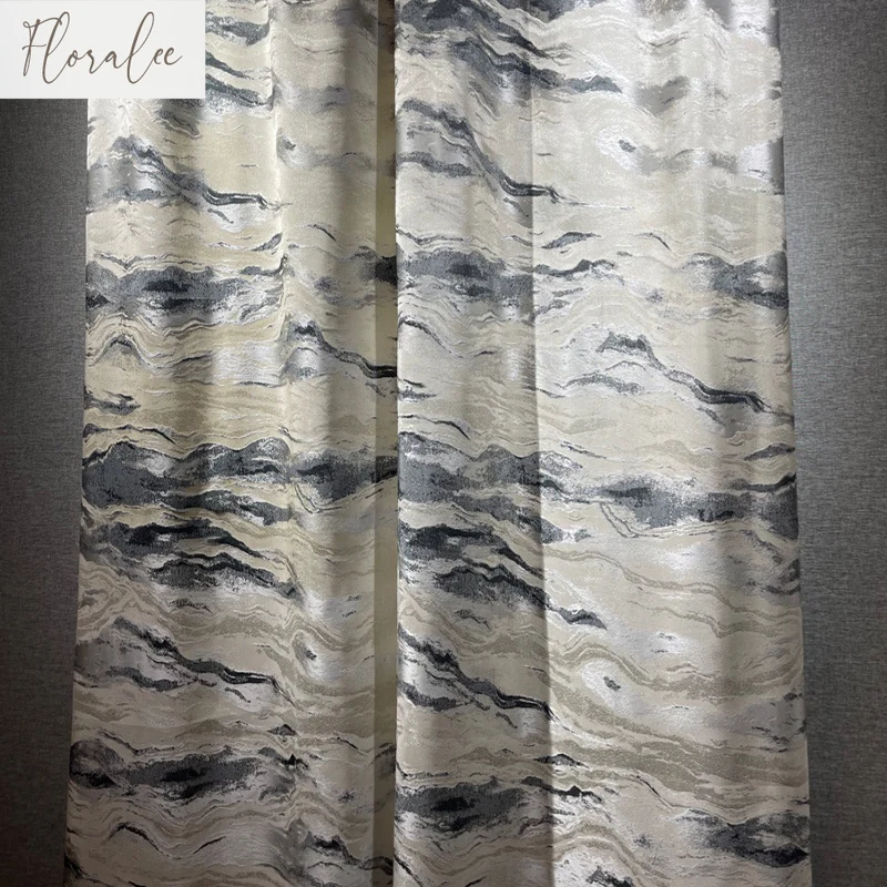 

New Style Curtains for Living Room Bedroom High Precision Gold Wire Jacquard Bedroom Blackout Curtains Luxury Villa Custom Size