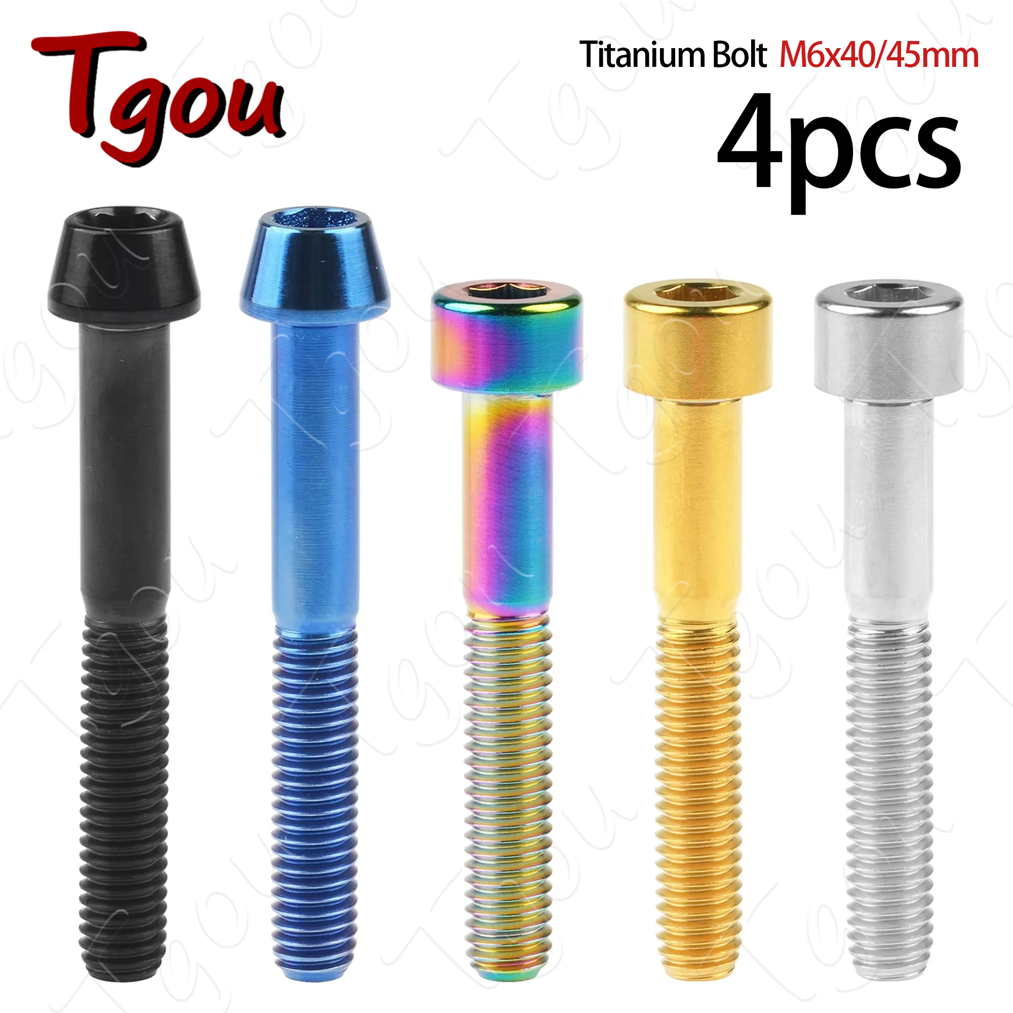 

Tgou Titanium Bolts M6x40/45mm Hex Screw for Bicycle Headset Brake 4pcs