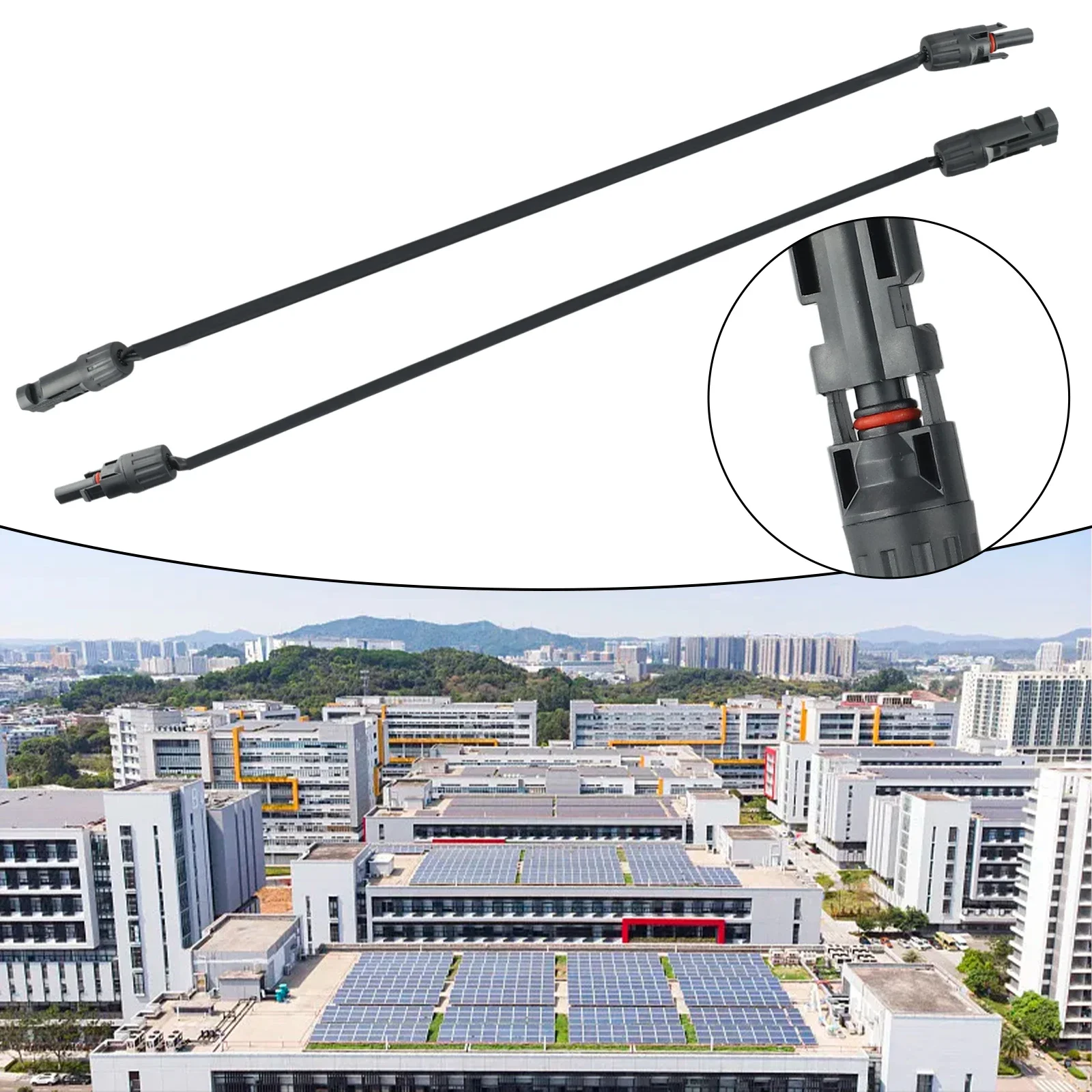 1Pair PV Solar Cable Feedthrough 50cm Cable Copper Flat Connect Cable Balcony Photovoltaic Extension Cable Flat Extension Cable