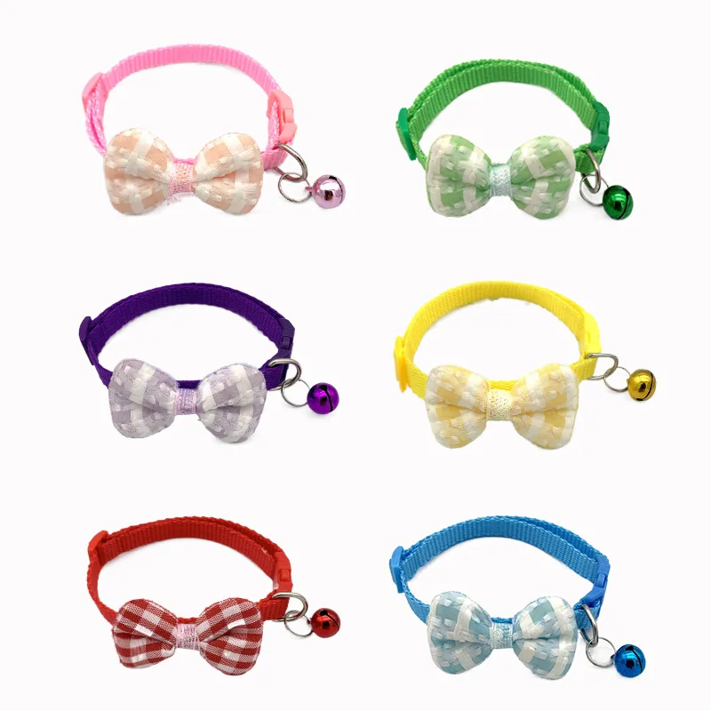 Pet Collars New Pet Bow Bell Collars Cute Cat Collars Pet Supplies Multicolor Adjustable Pet Dressing Tool Pet Accessories