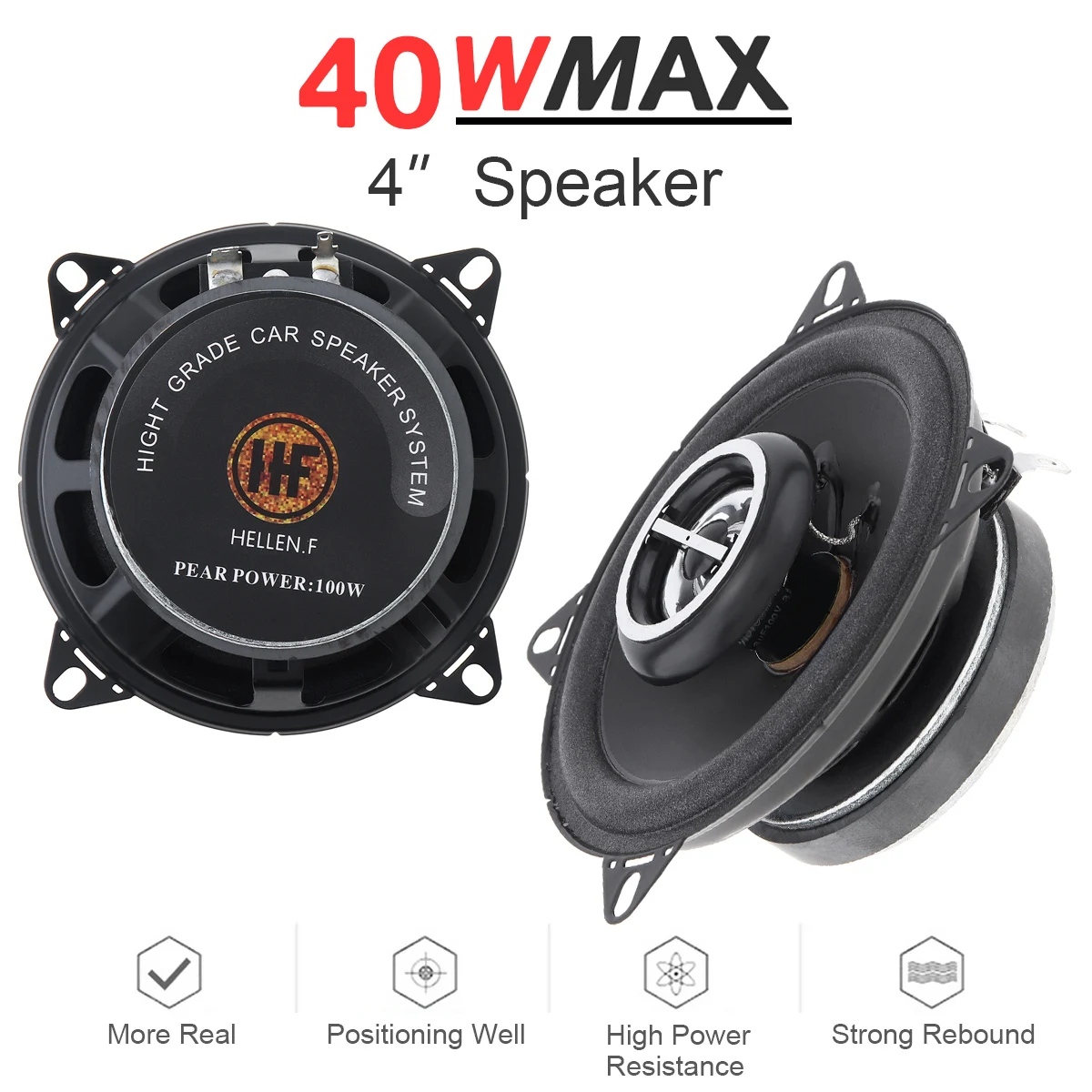 2pcs 4 Inch 40W Coaxial Car Speakers High Bass Loudspeaker Ultra thin Modified Speaker DIY Installation for Car Audio System