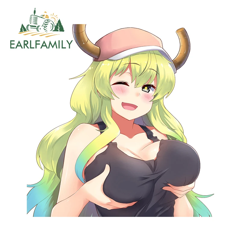 

EARLFAMILY 13cm x 12.6cm Lucoa Anime Sexy Loli Car Sticker Waterproof Dragon JDM Vinyl Auto Body Decal Sunscreen Luggage Decor