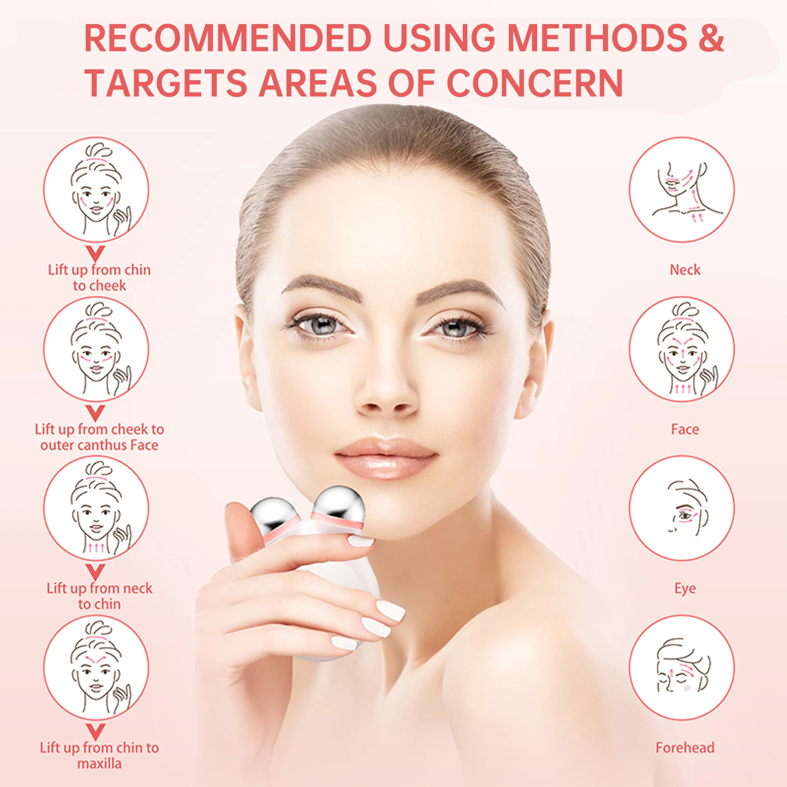 EMS ไมโครเคอร์เรนท์นวดหน้าสแตนเลสสตีล RF บำบัดนวดยกกระชับผิวกระชับอุปกรณ์ความงาม