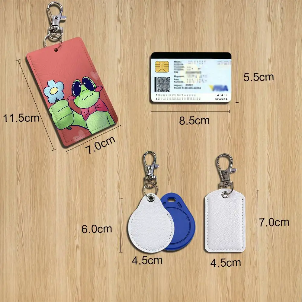 cute Art R-Ribbit Frog Jax Card Holder Keychain Key Ring Door Lock Access Protective Case For Security Gift