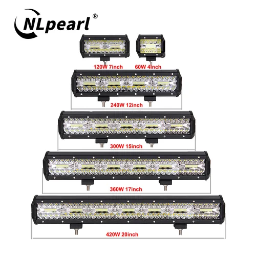 NLpearl-barra de luz LED de trabajo, 12V, 24V, punto todoterreno, Combo de inundación, barra de luz LED de trabajo para ATV, UTV, Jeep, Lada, Niva, 4x4, camión, barco, SUV