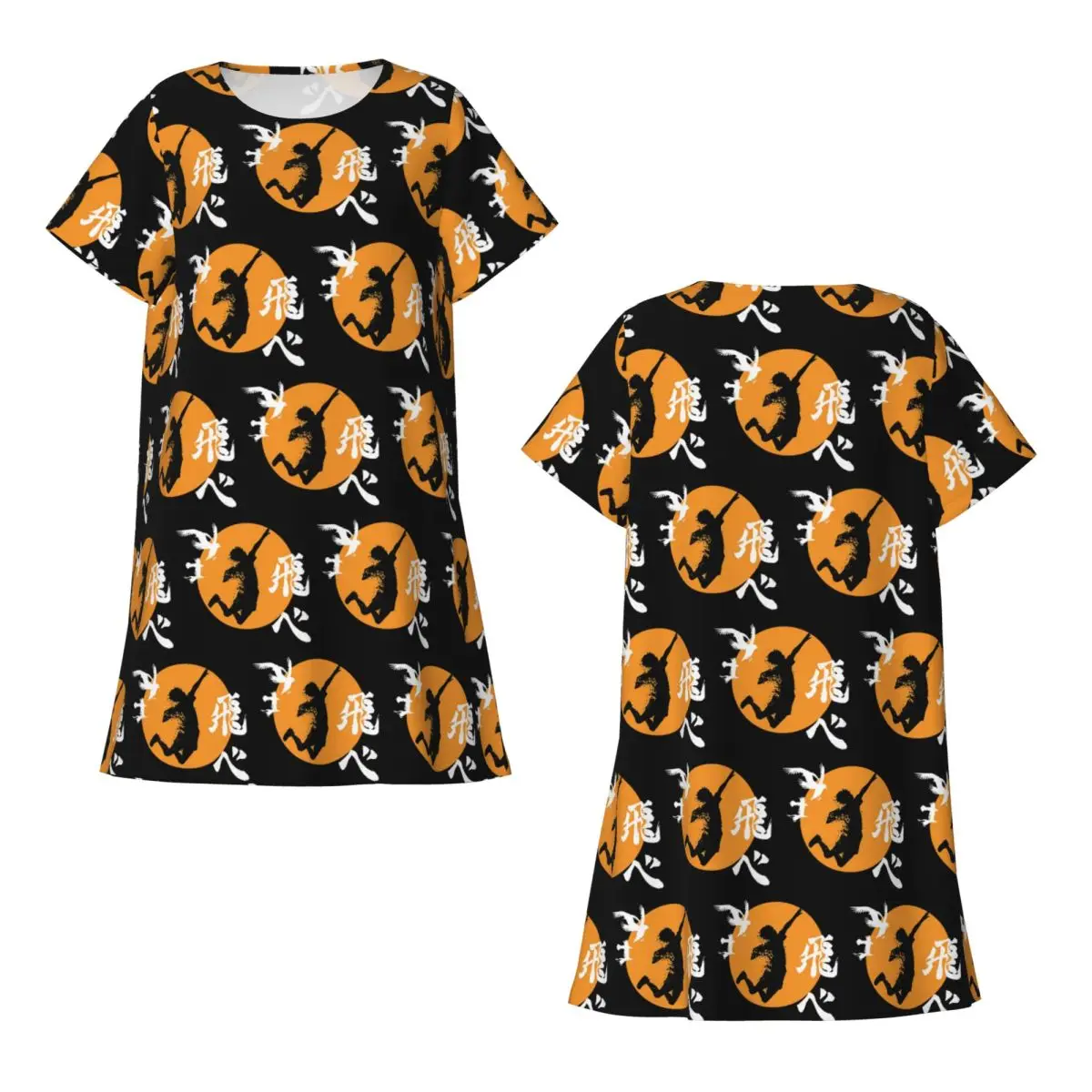 Custom Haikyuu Karasuno Fly High Manga Anime Short Sleeves Nightdress For Sleeping Women Short Sleeve Nightgowns Pajama Dress