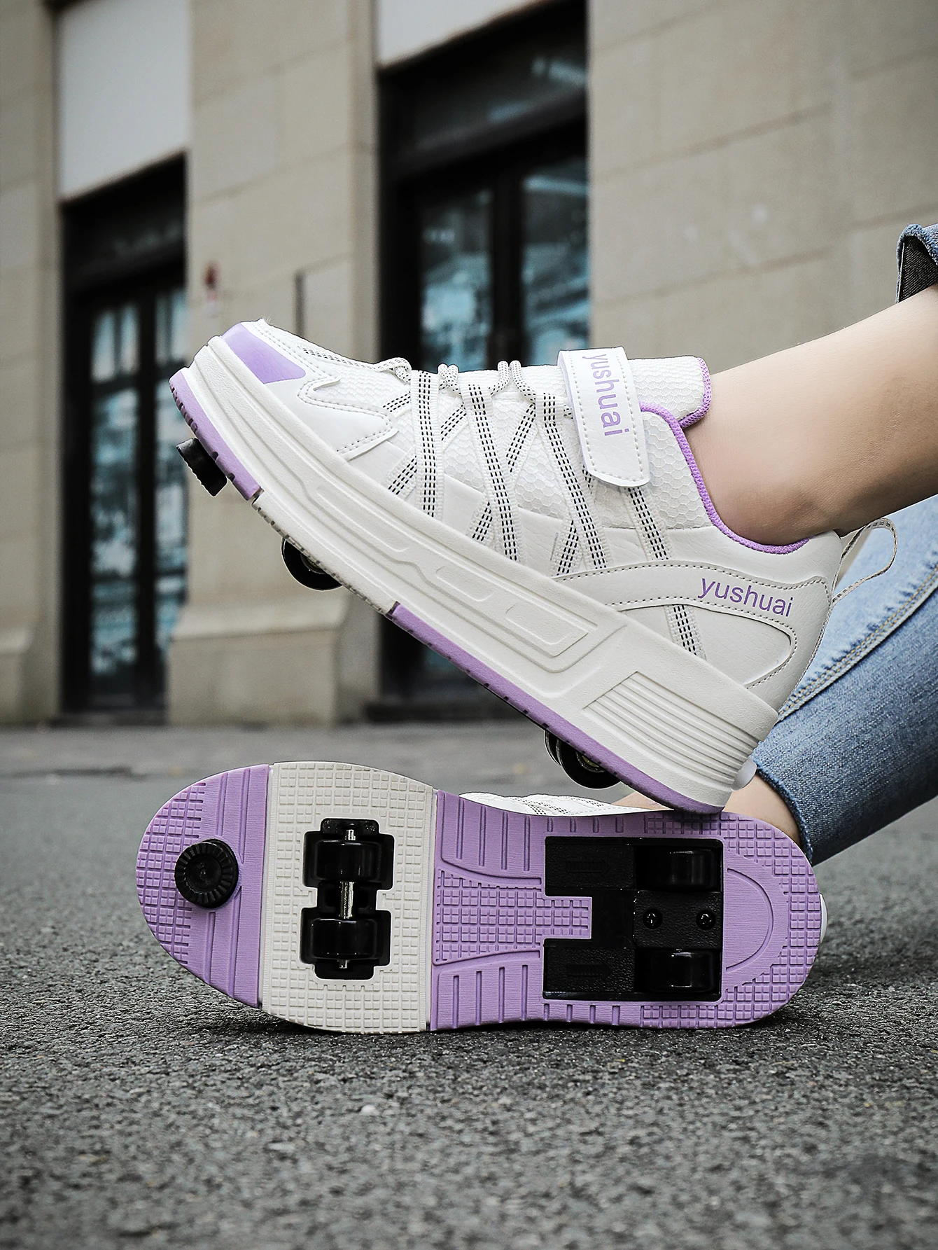 Running Shoes - Vierfach automatisch einziehbare, unsichtbare, begehbare Skateboard-Schuhe