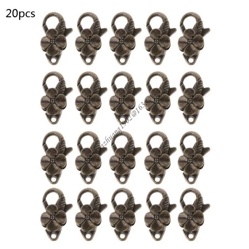 

Q6RB 20 Pcs Vintage Lobster Clasps Keyrings Flower Key Chains Rings Holder