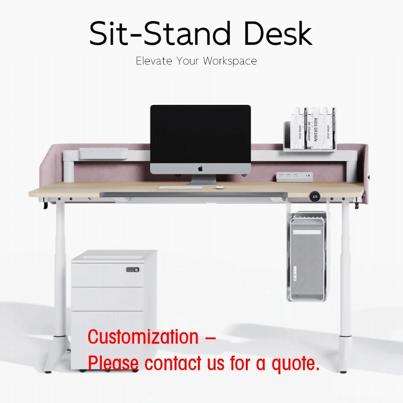 custom.Executive Modern Luxury Workspace Height Adjustable Desk Steel Frame 3-Stage Standing Rotating Controller Enclosed