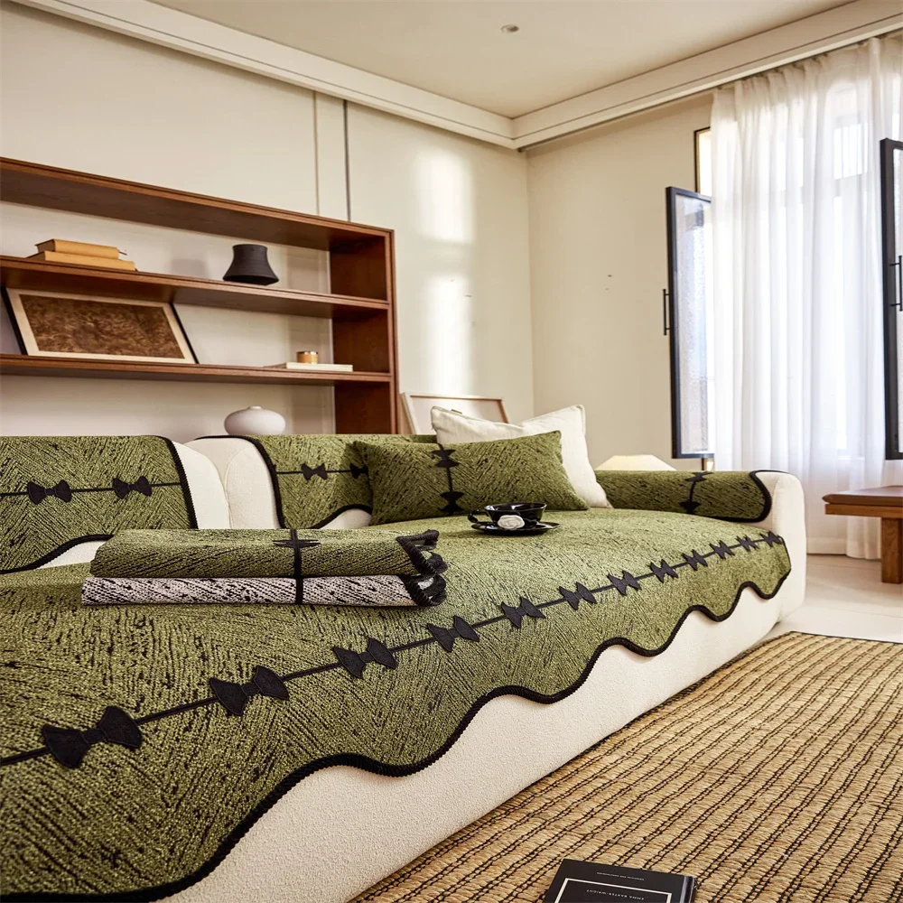Sofa cushion 2025 new style imitation cotton and linen all-season anti-slip cross-border sofa cover full-cover sofa scarf