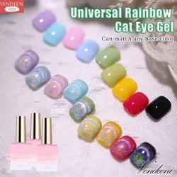 Vendeeni 15ml Universal Rainbow Cat Eye Gel Nail Polish Laser Glitter Magnetic Gel Varnish Can Match Any Base Color Gel Lacquer