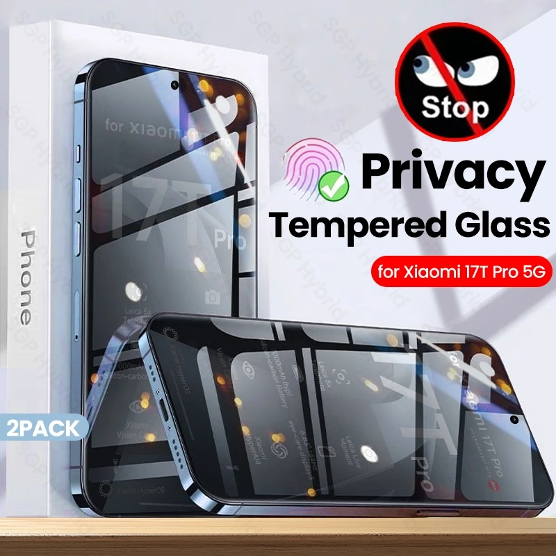 2Pcs Unlock Anti-Peep Tempered Glass for Xiaomi 17T Pro 17TPro Xiaomi17TPro 5G 2602EPTC0G 6.83" 9H Screen Protector Privacy Film