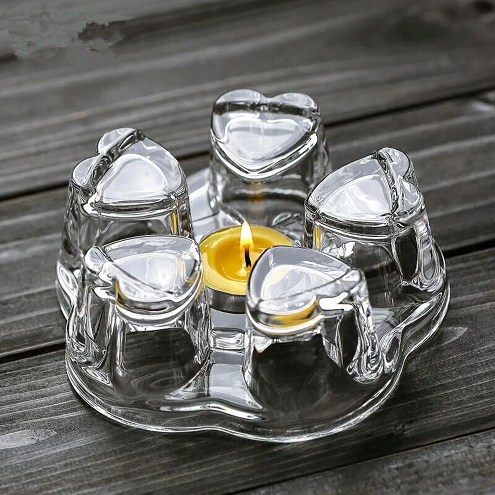 Creative Heart Shaped Glass Tea Pot Base Heat Resistant Insulated Stand for Warming Tea Maintaining Temperature Decorative