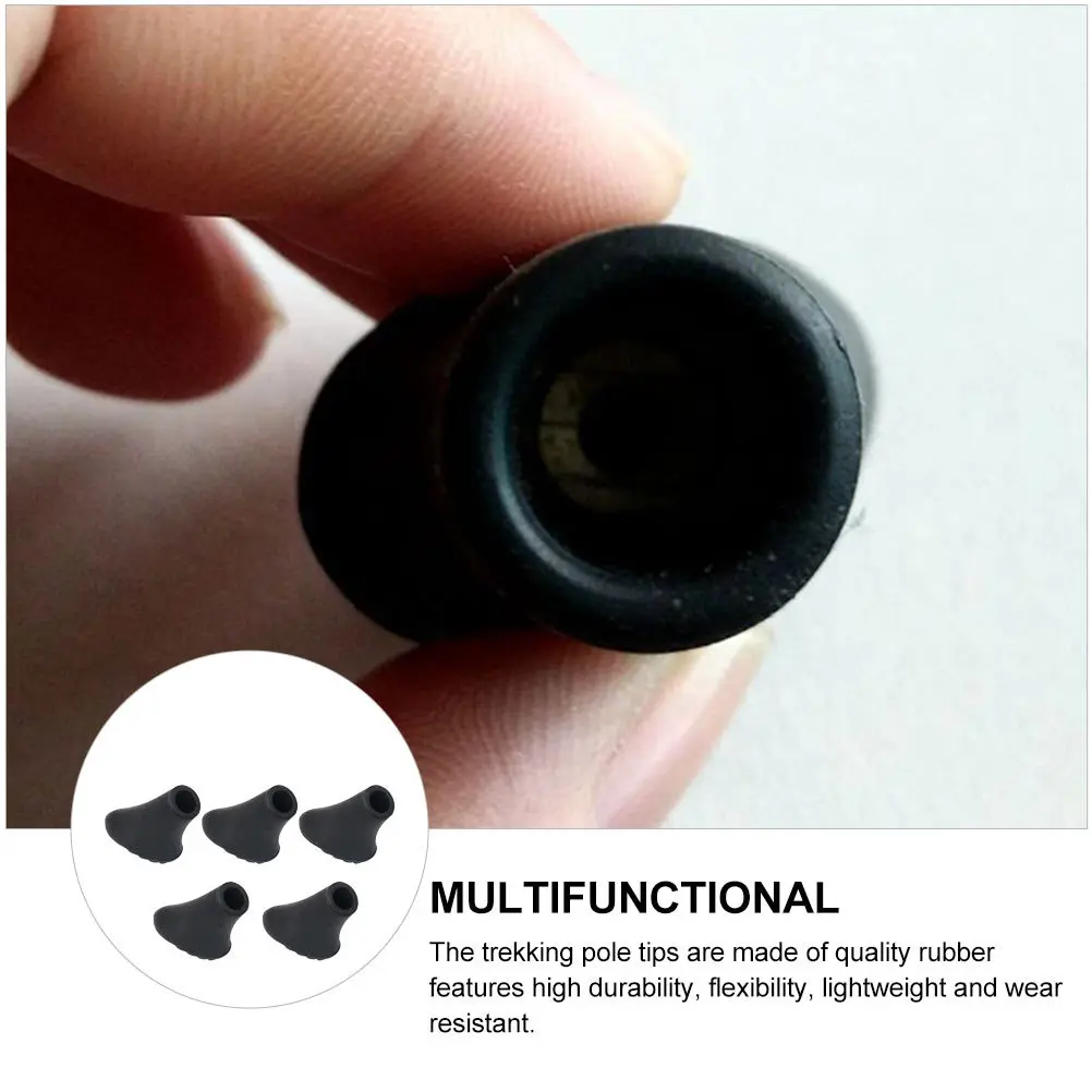 

5 pcs Replacement Rubber Tips For Trekking Poles Thickened Tip Protectors Hiking Pole Tips Walking Stick Head Protectors Camp