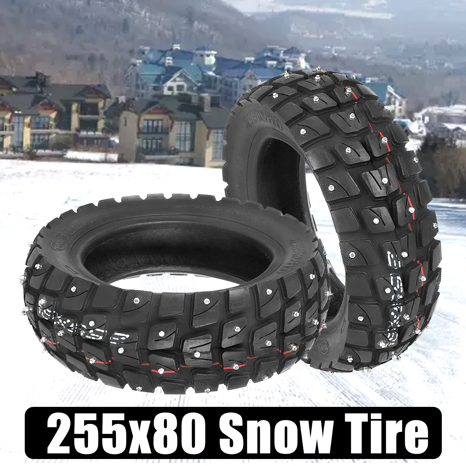 255x80 Winter Snow Tire For Electric Scooter ZERO 10X,NAVEE N65,VSETT 10+,Wolf Warrior GT,KuKirin G2 Max Studded Stud Tire Parts