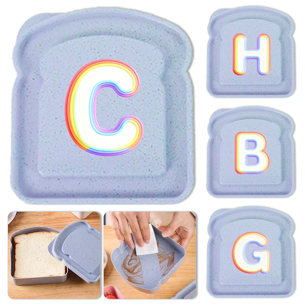 Toast Storage Box  Portable Food Organizer With Lid Reusable Sandwich Container for students&office worker B Rainbow Flow