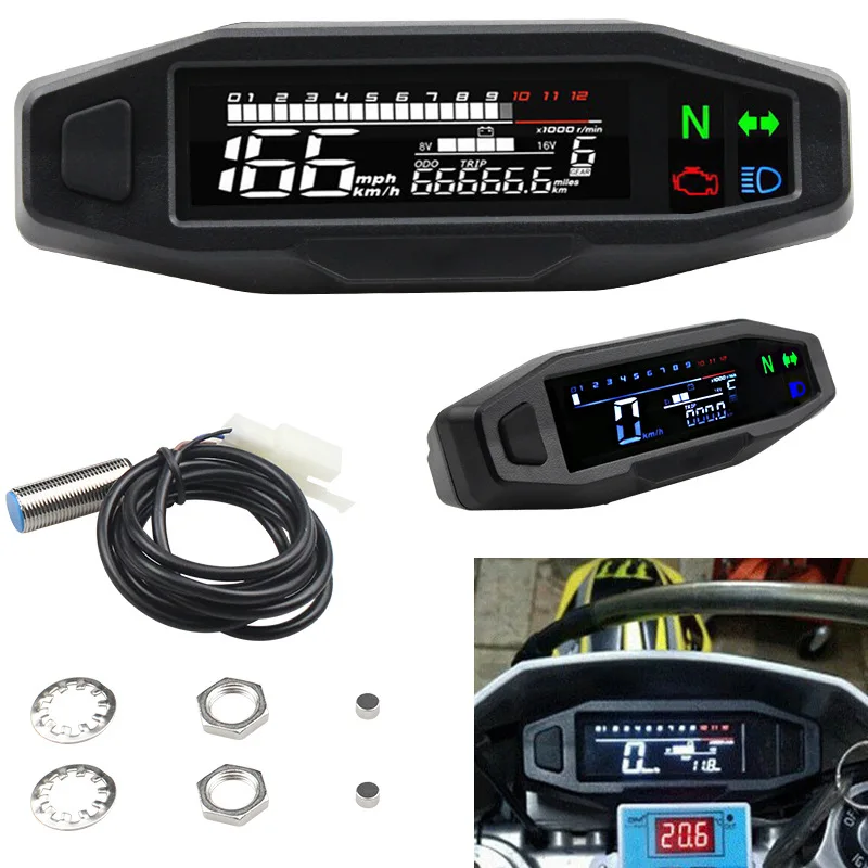 

Motorcycle modified adjustable LCD electronic instrument, high-definition tachometer and fuel gauge assembly