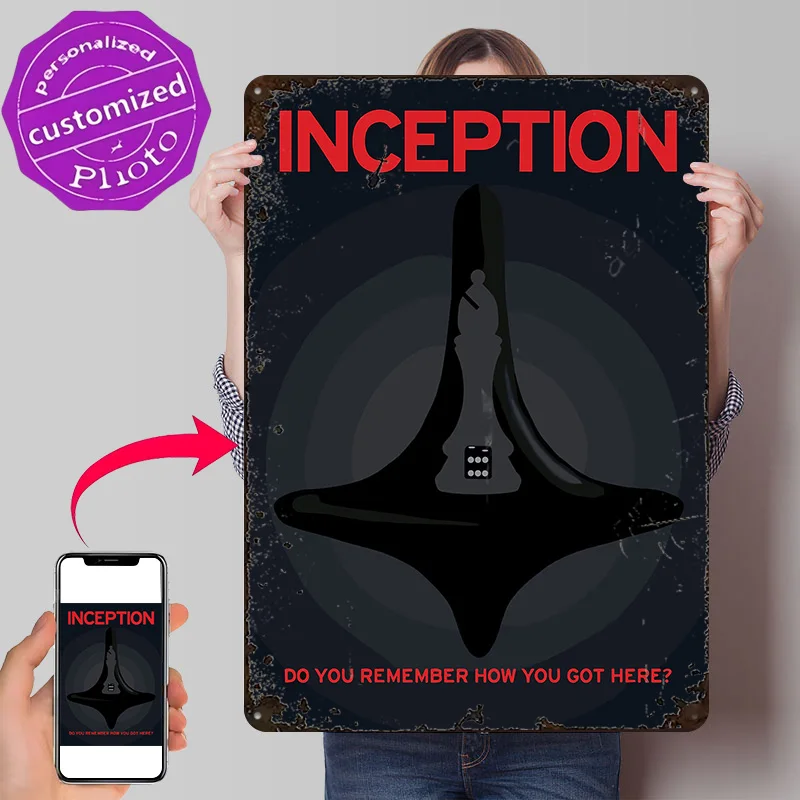 Inception Minimalist Movie 3D Printed Texture Poster Personalized Wall Art Retro Metal Tin Signs for Decoration At Home Man Cave