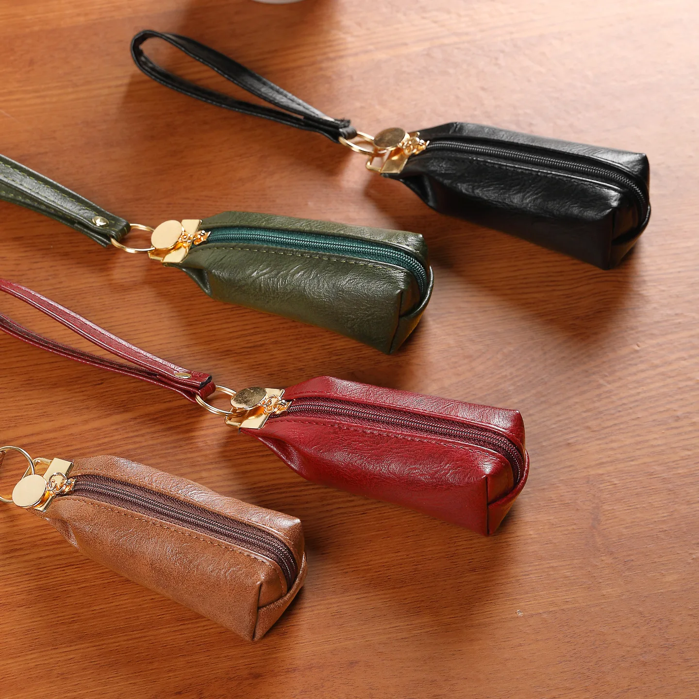 Casual Leather Zipper Wallet Mini Multi-Functional Lipstick Storage Bag Coin Purse Korean Style Cosmetic Bag Travel Hand Bag