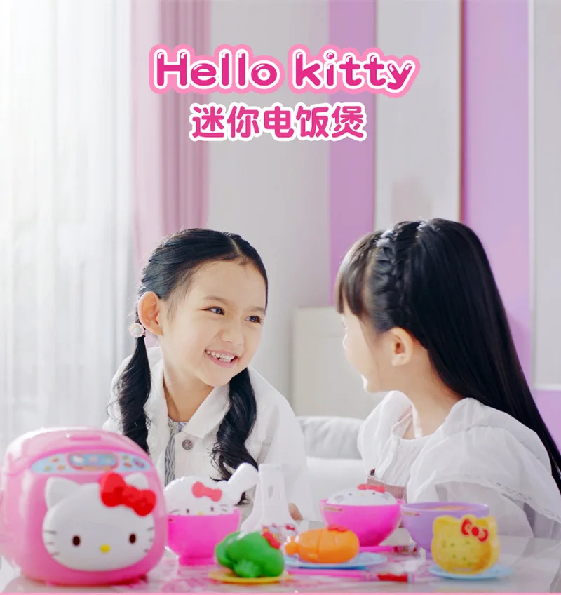 Sanrio 헬로 키티 시뮬레이션 주방 만화 Kawaii 소형 냉장고 어린이 놀이 집 세트 장난감 크리스마스 선물
