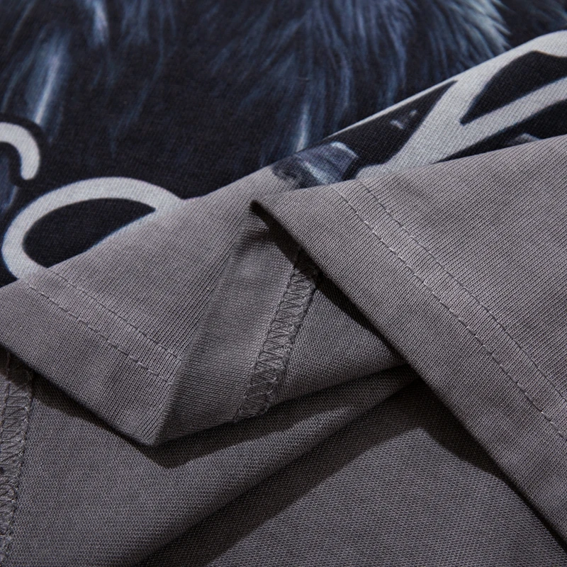 Panther-Schädel Tierdruck T-Shirt für Herren Vintage Gewaschenes Strass-Oberteil Übergroßes T-Shirt Streetwear Baumwolle Rundhals-Kleidung Sommer – Detail 14