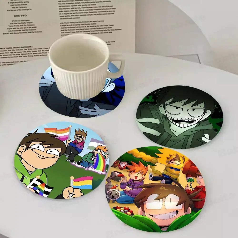 

Funny Eddsworld Themed Wooden Coaster Non-Slip Heat-Resistant Fun Dining Table Decoration Cafe Restaurant Gifts