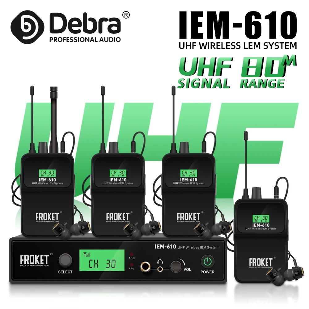 

IEM-610 UHF wireless in-ear monitoring system, range 80m, frequency 530-580MHZ, suitable for small concerts, stage performances