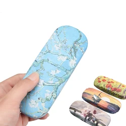 Oil Painting Glasses Case Box Women Hard Leather Reading Glasses Case Men Retro Unisex Floral Print Eyewear Protector