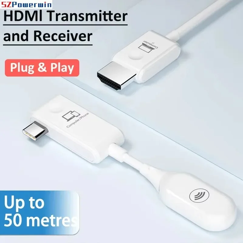 50m Wireless Transmission Video Transmitter and Receiver HDMI Extender Display Adapter Cable Screen Mirror for Camera PC To TV