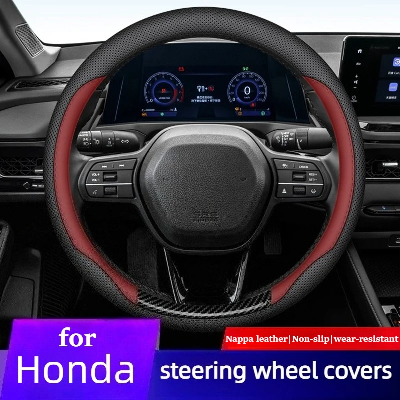 Premium Leather Steering Wheel Covers for Honda Civic CRV XRV Integra Fit Breeze Avancier Accord Car Accessories Steering Covers
