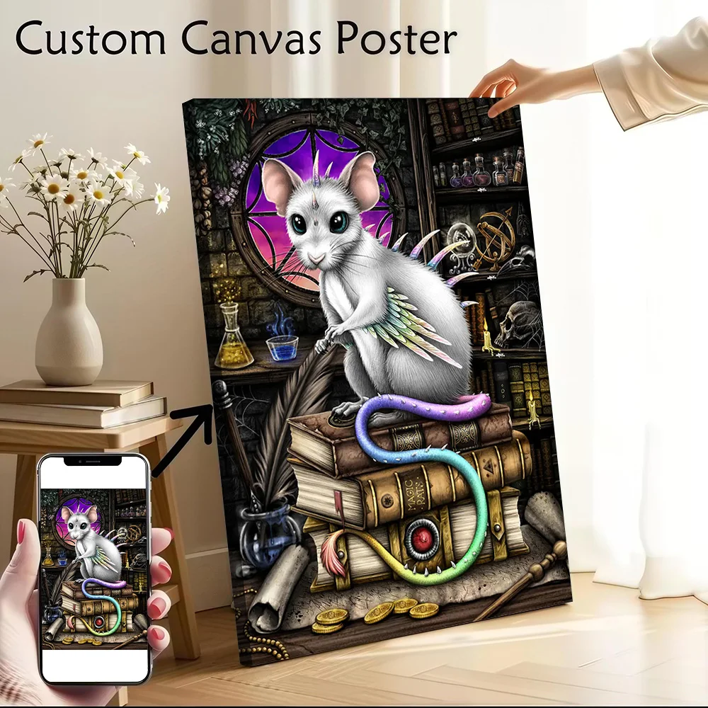 White Mouse Rainbow Rat Canvas Wall Art Poster Personalized Photo Printing Perfect Gift for Wand Deko Modern Home Decorations