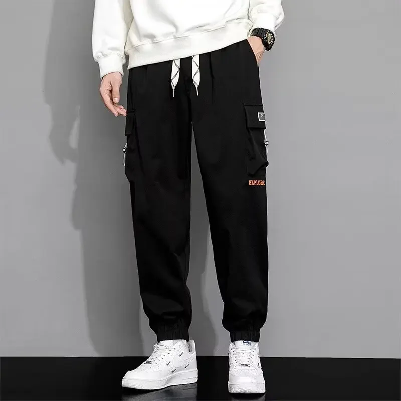 2024 New Spring/summer Port Style Youth Overalls Loose Large Size Trend Corset Pants Men's Long Pants