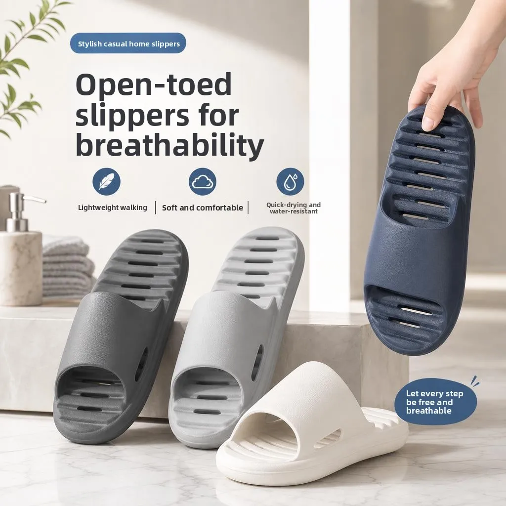 

2026 Summer Home Bathroom Anti-Slip Wear-Resistant Hollow out Quick Dry Men Women Slippers EVA Material Comfortable Sandals