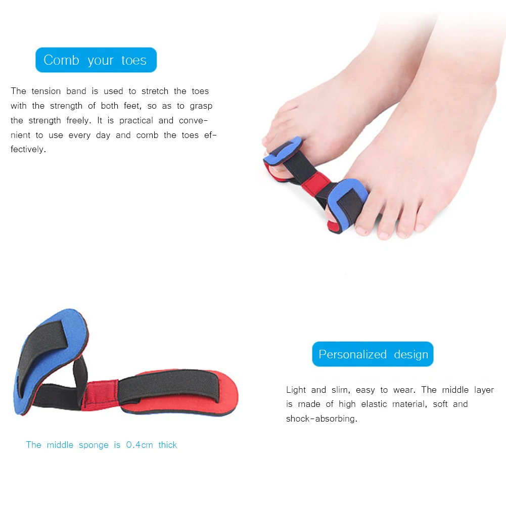 Unisex Foot Hallux Valgus Strap Relieve Pain Elastic Belt Split Toe Orthosis Daily Wear Toe Separator Straightener for Foot Care