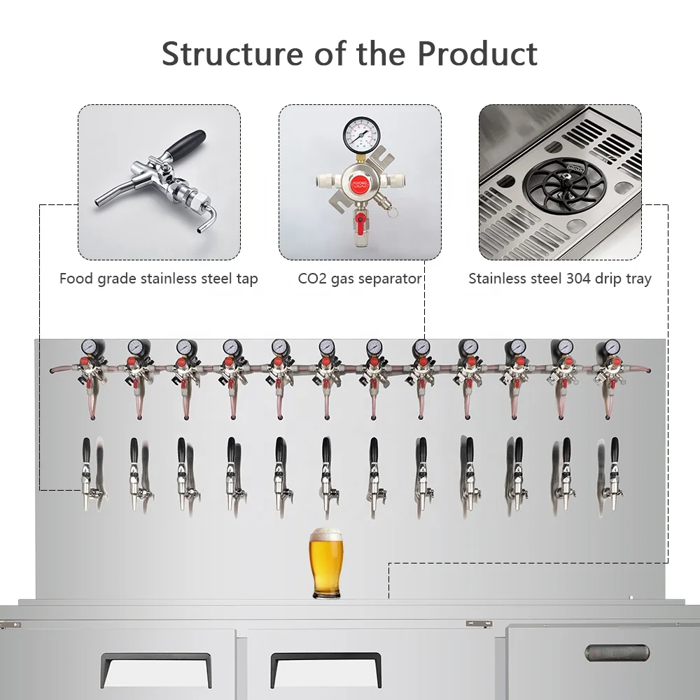 Stainless Steel 304 Beer Keg Dispenser Coolers Kegerator for Bar Pub