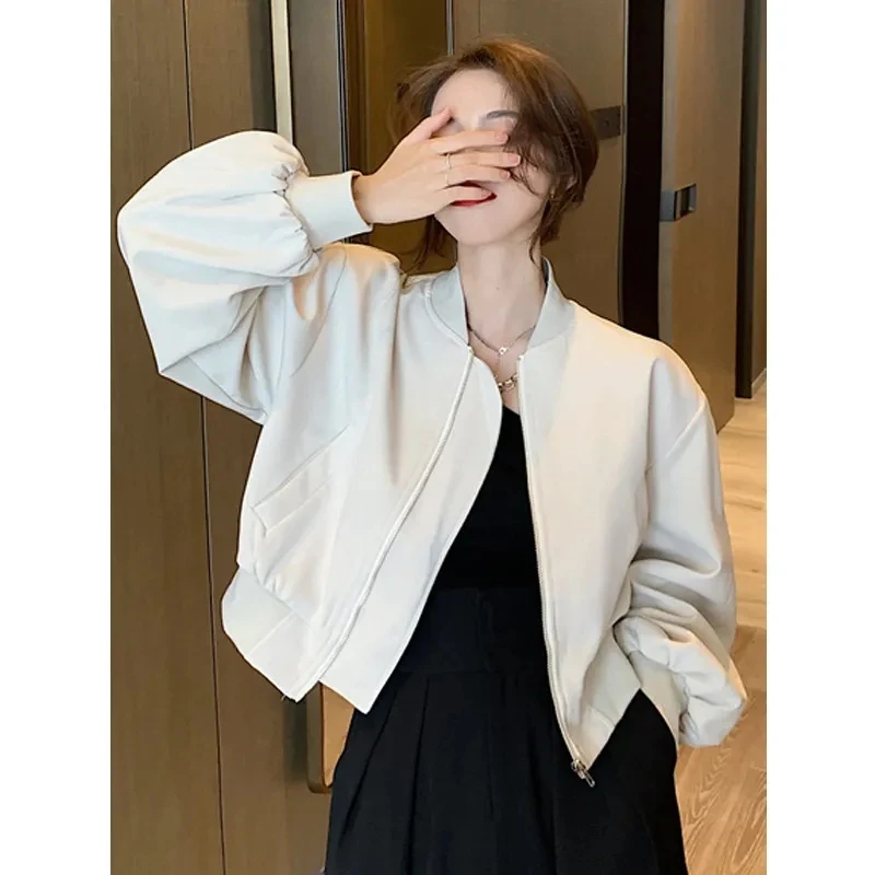 2026 Spring Autumn New Short Cardigan Women Korean Casual Zipper Coat Female All-match Outwear Lined Baseball Ladies Tops