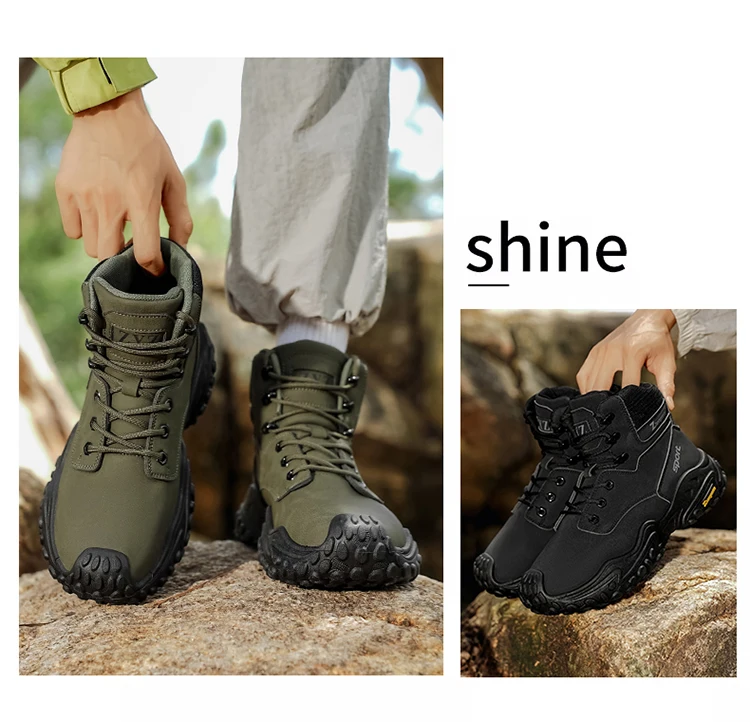 Outdoor-Wanderstiefel mit dicken, rutschfesten Sohlen, atmungsaktivem Mesh-Obermaterial, geeignet für Bergsteigen, Camping, Kiespfade und vollständig anpassbar für tägliche Outdoor-Wanderungen, mit Anti-Rutsch- und Stoßdämpfungseigenschaften – Detail 3