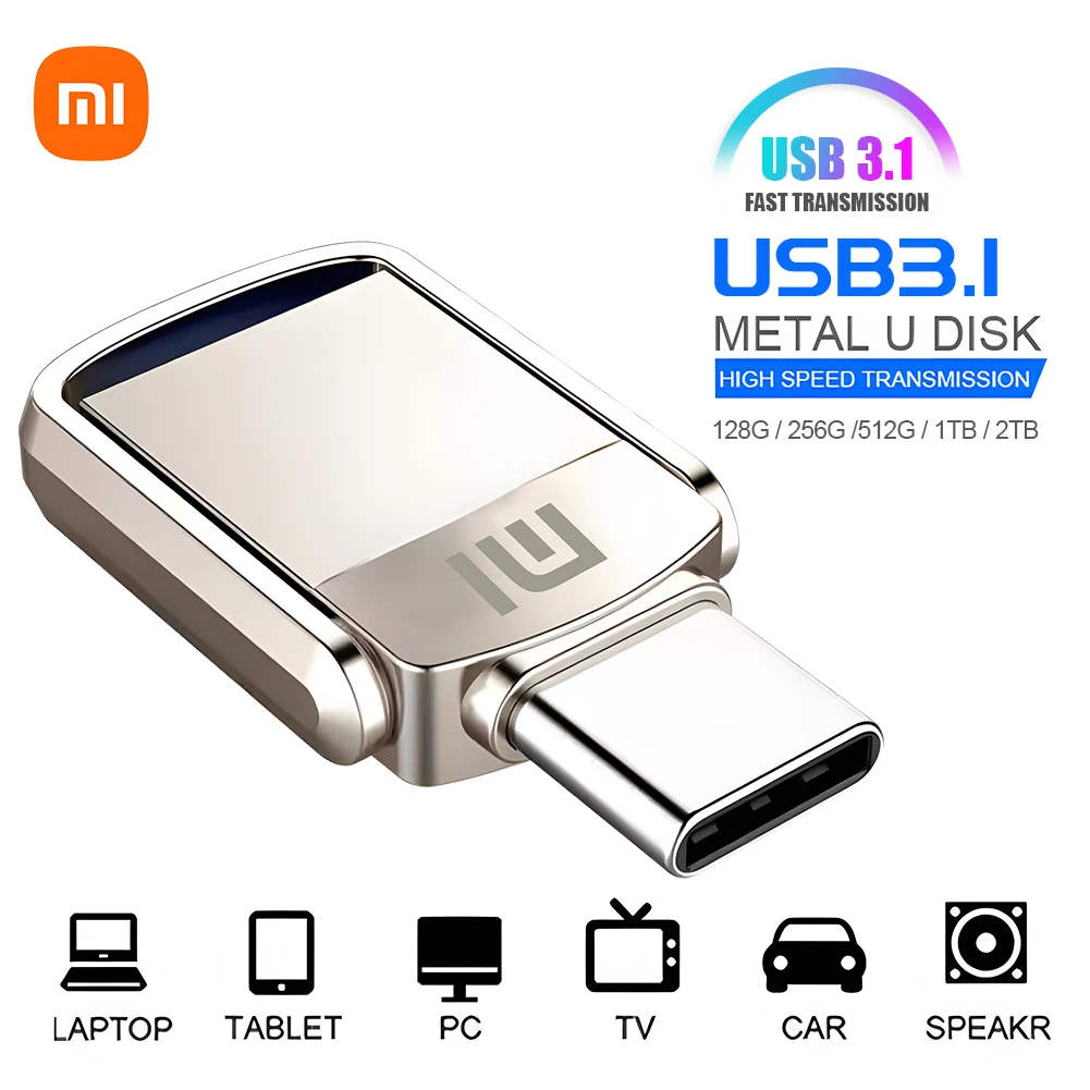 XIAOMI 2 تيرا بايت Usb 3.0 محركات أقراص فلاش عالية السرعة معدنية بندريف 1 تيرا بايت 512 جيجابايت 256 جيجابايت محرك أقراص يو اس بي محمول مقاوم للماء ذاكرة قرص فلاش يو اس بي