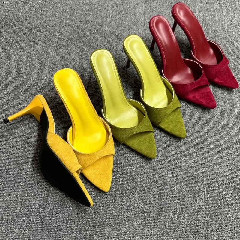 Spitze Damen-Pantoletten Neuer Trend High Heels Sandalen Mode Stilettos Schuhe Designer Sexy Kleider-Slides Femme Pumps Zapatos – Detail 11